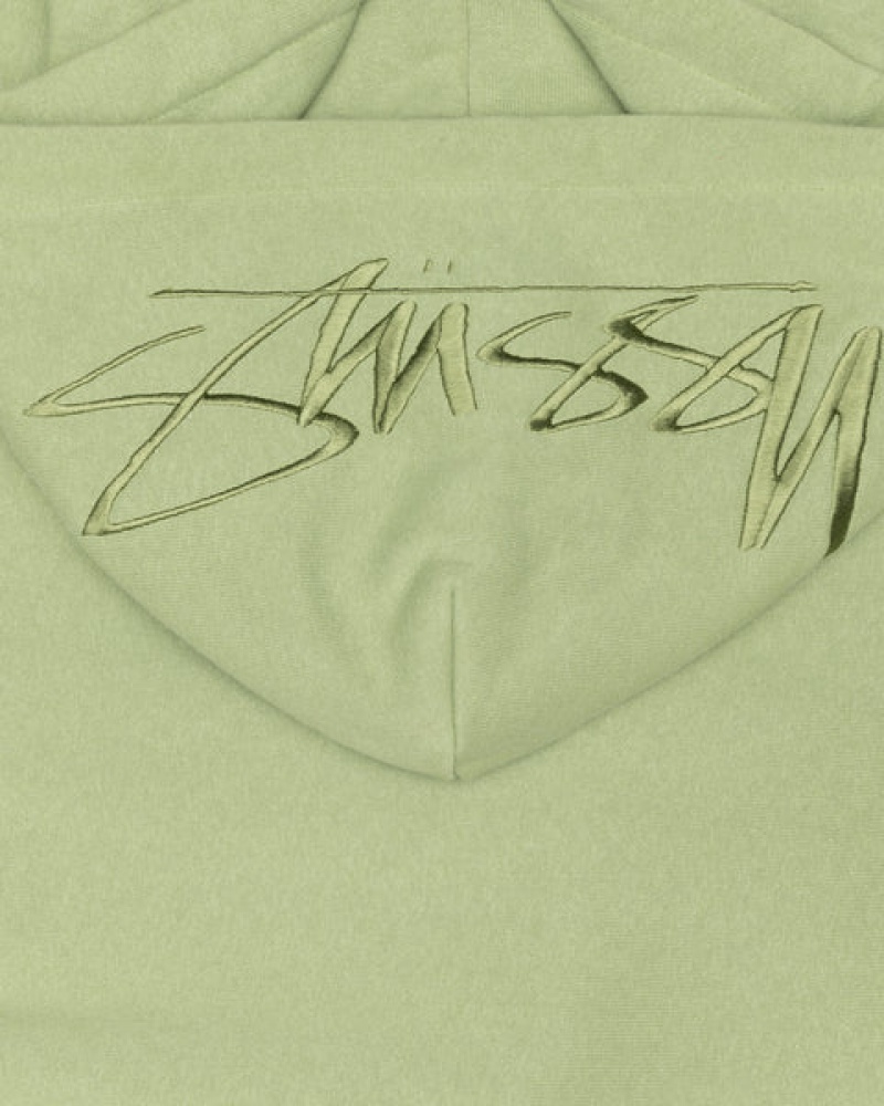 Green Stussy Back Hood Applique Hood Men's Sweatshirts Jakarta | Indonesia BJD-9462