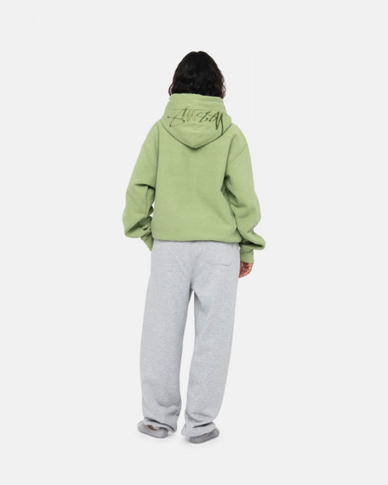 Green Stussy Back Hood Applique Hood Men's Sweatshirts Jakarta | Indonesia BJD-9462