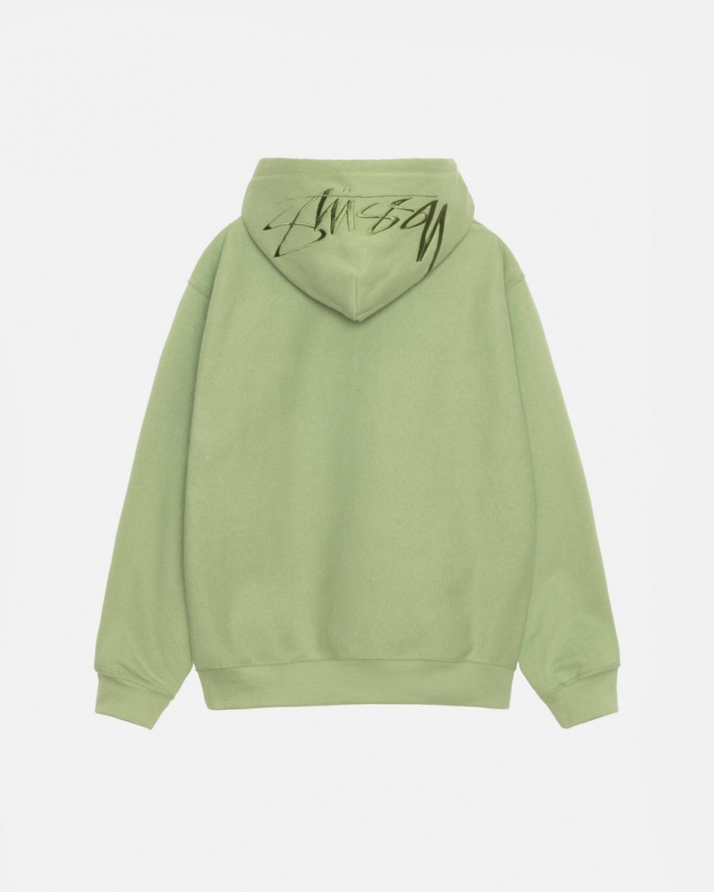 Green Stussy Back Hood Applique Hood Men\'s Sweatshirts Jakarta | Indonesia BJD-9462