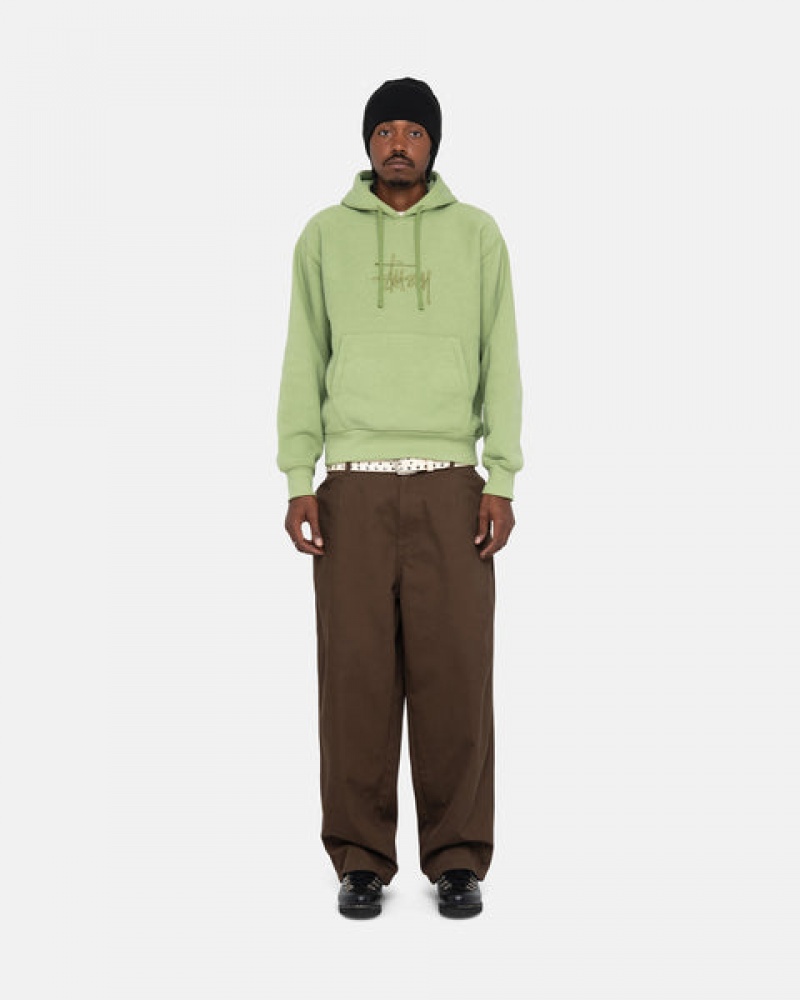 Green Stussy Basic Applique Hood Men's Sweatshirts Jakarta | Indonesia IRM-0358