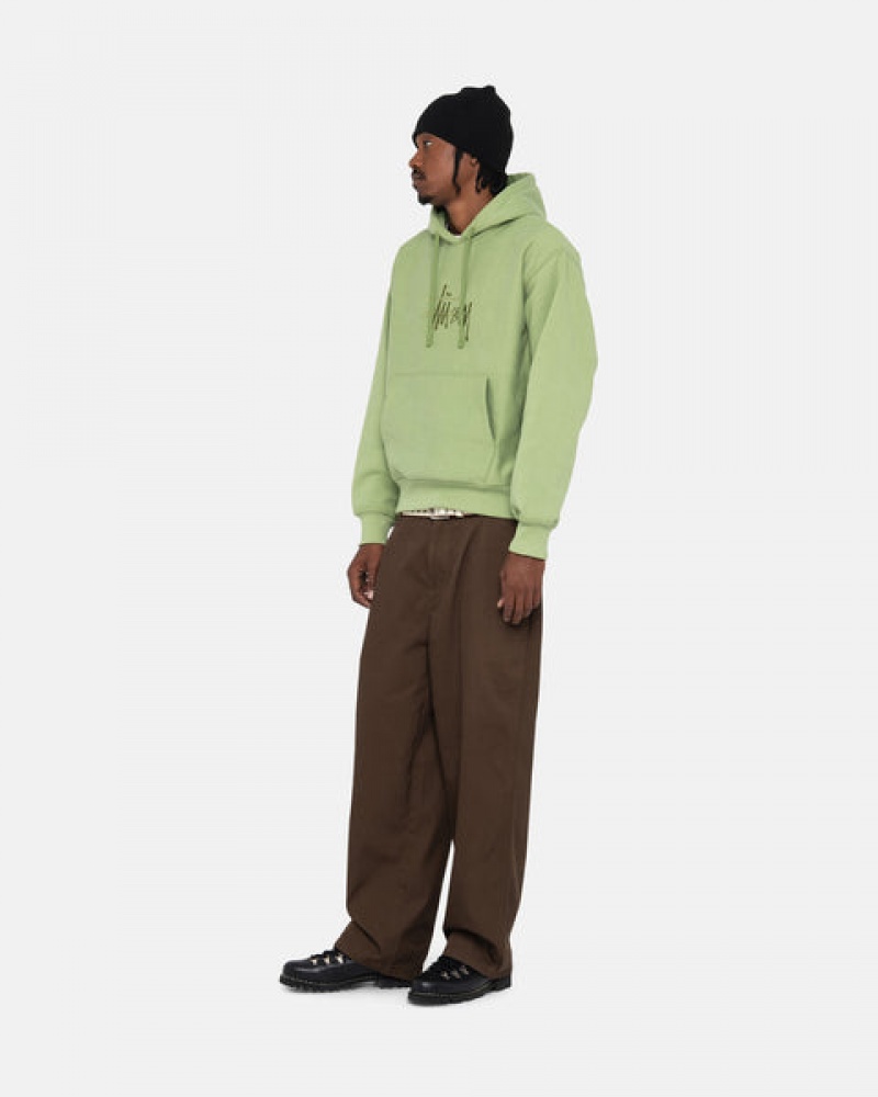 Green Stussy Basic Applique Hood Men's Sweatshirts Jakarta | Indonesia IRM-0358