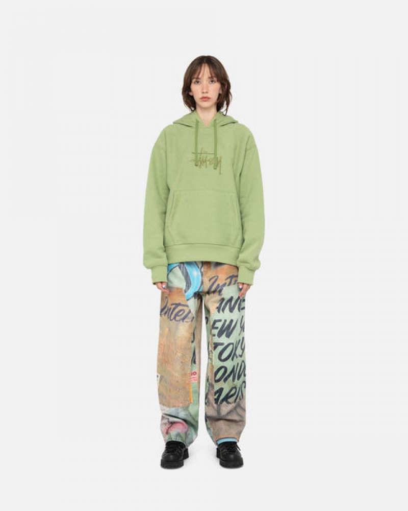 Green Stussy Basic Applique Hood Men's Sweatshirts Jakarta | Indonesia IRM-0358