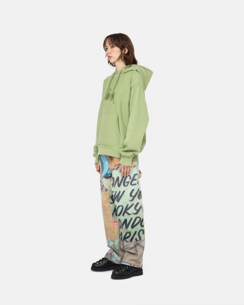 Green Stussy Basic Applique Hood Men's Sweatshirts Jakarta | Indonesia IRM-0358