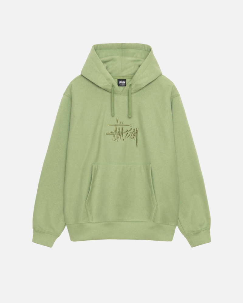 Green Stussy Basic Applique Hood Men\'s Sweatshirts Jakarta | Indonesia IRM-0358