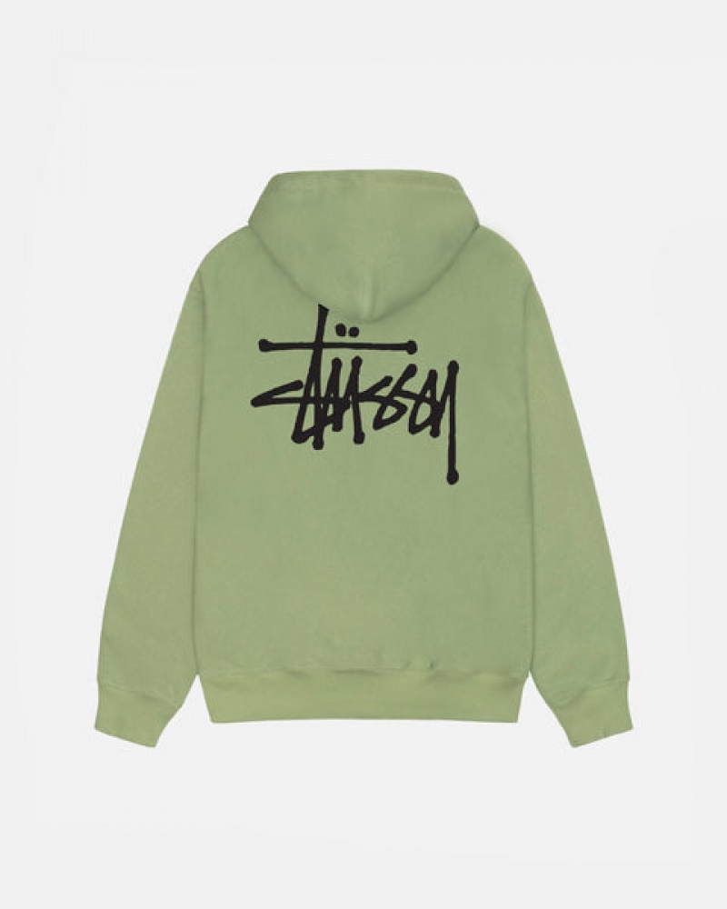 Green Stussy Basic Stussy Zip Hood Men's Sweatshirts Jakarta | Indonesia VDR-6850