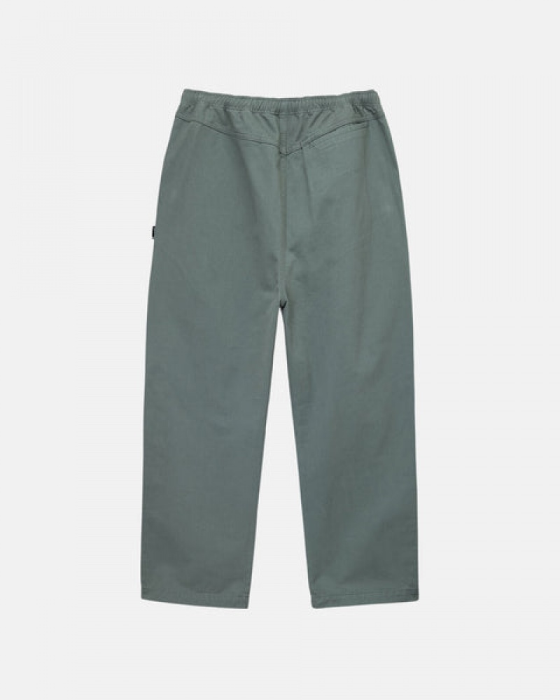 Green Stussy Brushed Beach Pant Men's Pants Jakarta | Indonesia IXM-3612