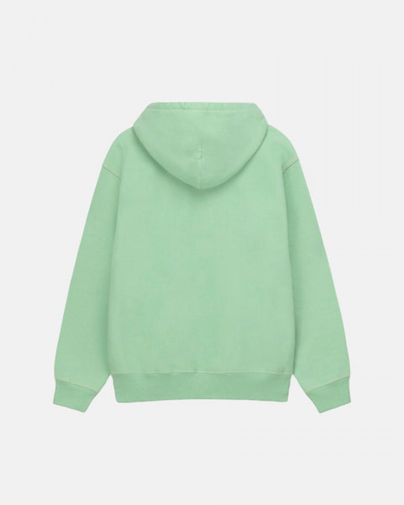 Green Stussy Contrast Stitch Label Hood Men's Sweatshirts Jakarta | Indonesia JGF-9492