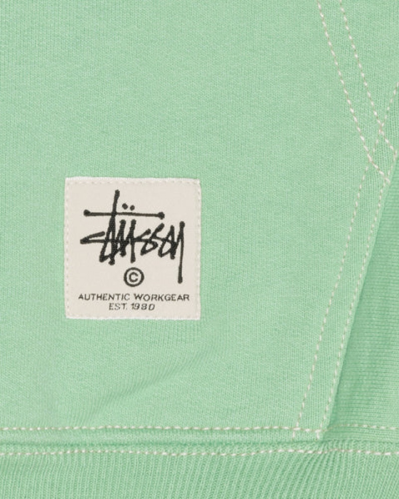 Green Stussy Contrast Stitch Label Hood Men's Sweatshirts Jakarta | Indonesia JGF-9492