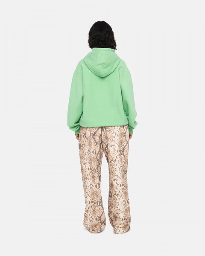 Green Stussy Contrast Stitch Label Hood Women's Sweatshirts Jakarta | Indonesia CPL-5793