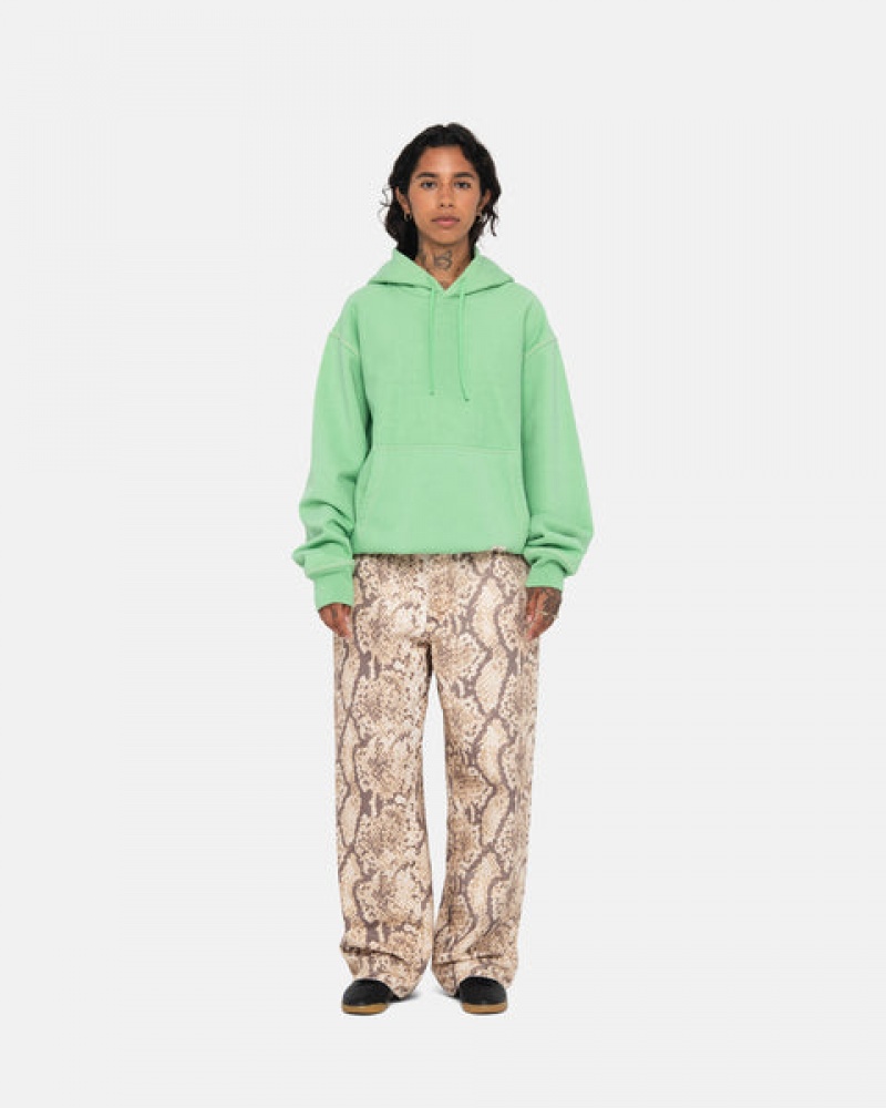 Green Stussy Contrast Stitch Label Hood Women's Sweatshirts Jakarta | Indonesia CPL-5793