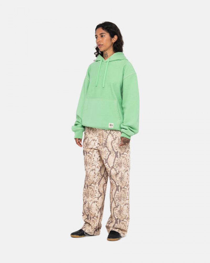 Green Stussy Contrast Stitch Label Hood Women's Sweatshirts Jakarta | Indonesia CPL-5793