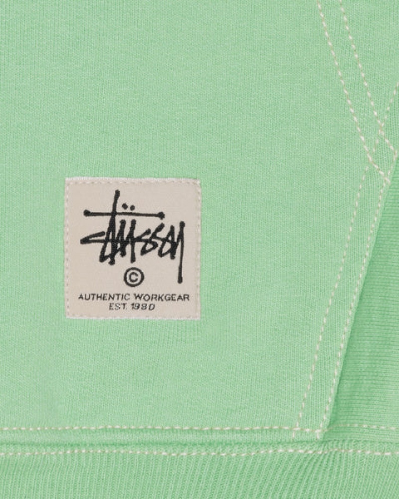 Green Stussy Double Face Label Zip Hoodie Men's Hoodie Jakarta | Indonesia QPX-7798