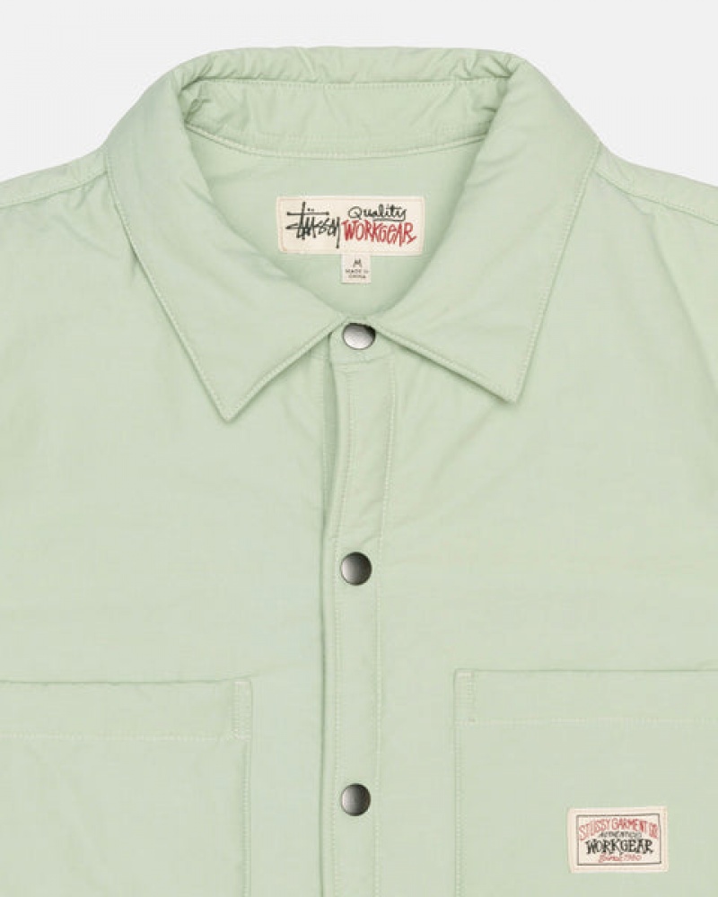 Green Stussy Padded Tech Over Shirt Men's Shirts Jakarta | Indonesia UTF-3816