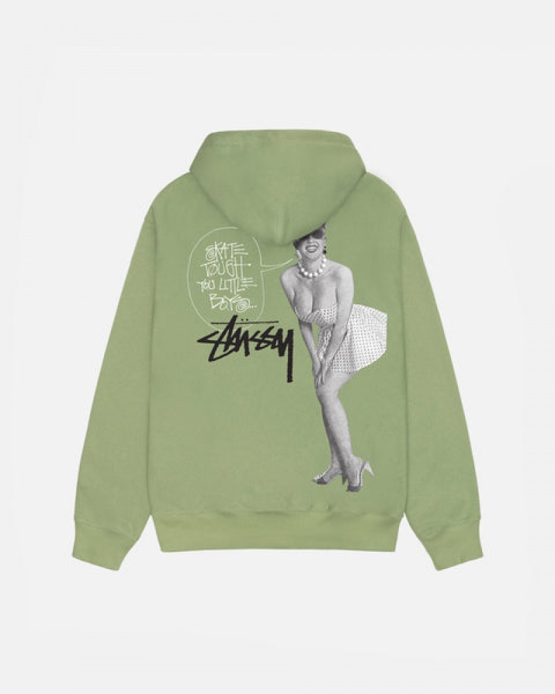 Green Stussy Skate Tough Zip Hoodie Men's Hoodie Jakarta | Indonesia ZFH-2413