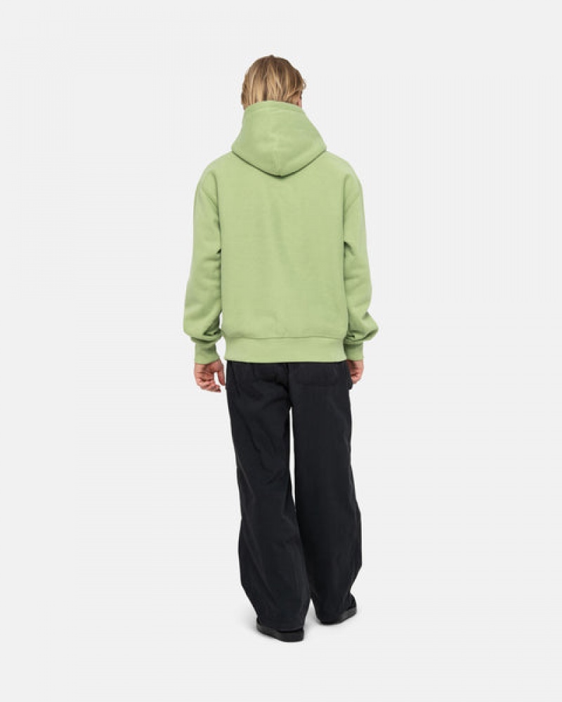 Green Stussy Stock Logo Applique Hood Women's Sweatshirts Jakarta | Indonesia CPX-1267