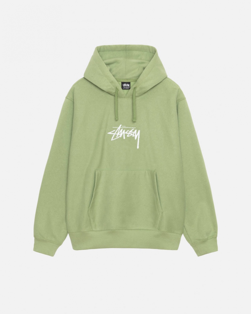 Green Stussy Stock Logo Applique Hood Women\'s Sweatshirts Jakarta | Indonesia CPX-1267