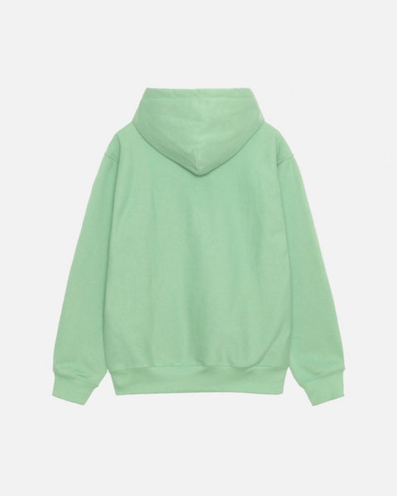 Green Stussy Stock Logo Hood Men's Sweatshirts Jakarta | Indonesia UKE-8719