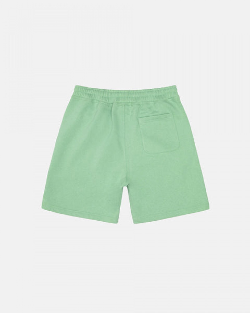 Green Stussy Stock Logo Sweatshort Men's Shorts Jakarta | Indonesia ILQ-3562