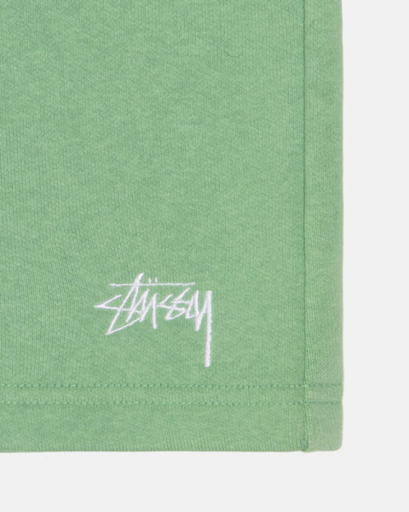 Green Stussy Stock Logo Sweatshort Men's Shorts Jakarta | Indonesia ILQ-3562