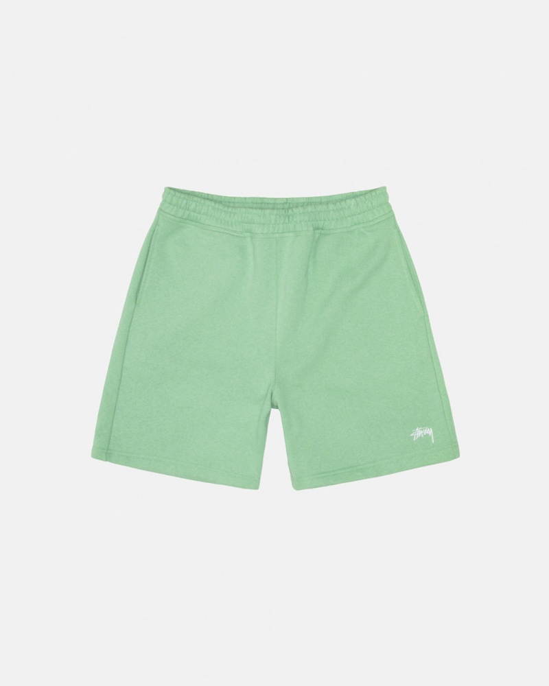 Green Stussy Stock Logo Sweatshort Men\'s Shorts Jakarta | Indonesia ILQ-3562