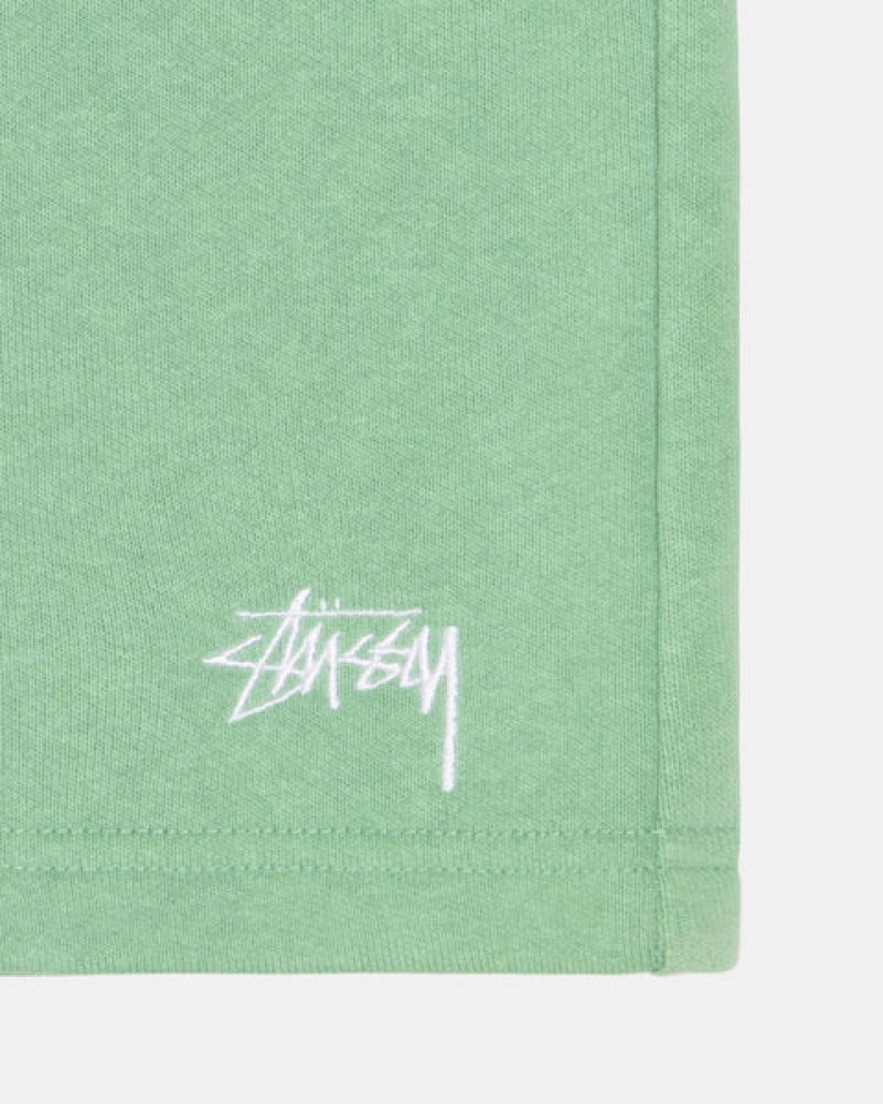 Green Stussy Stock Logo Sweatshort Men's Sweatshorts Jakarta | Indonesia CQH-2442