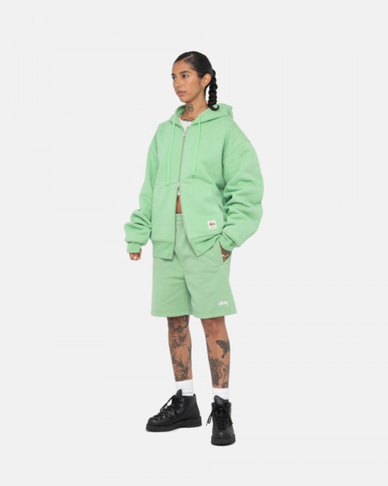 Green Stussy Stock Logo Sweatshort Men's Sweatshorts Jakarta | Indonesia CQH-2442