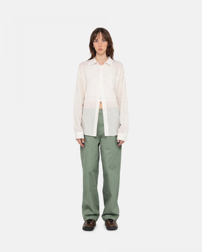 Green Stussy Workgear Trouser Twill Women's Pants Jakarta | Indonesia EUM-3300