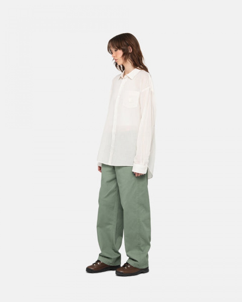 Green Stussy Workgear Trouser Twill Women's Pants Jakarta | Indonesia EUM-3300