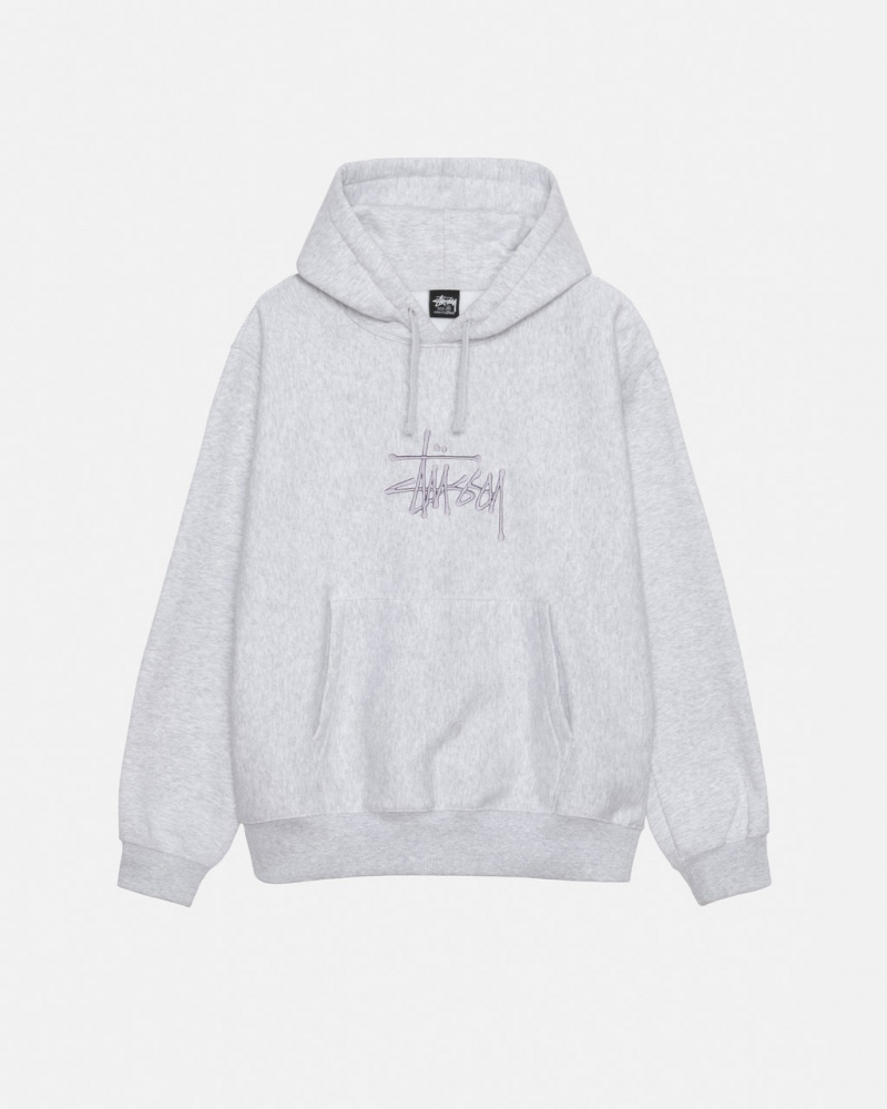 Grey Stussy Basic Applique Hoodie Women\'s Hoodie Jakarta | Indonesia EAH-9124