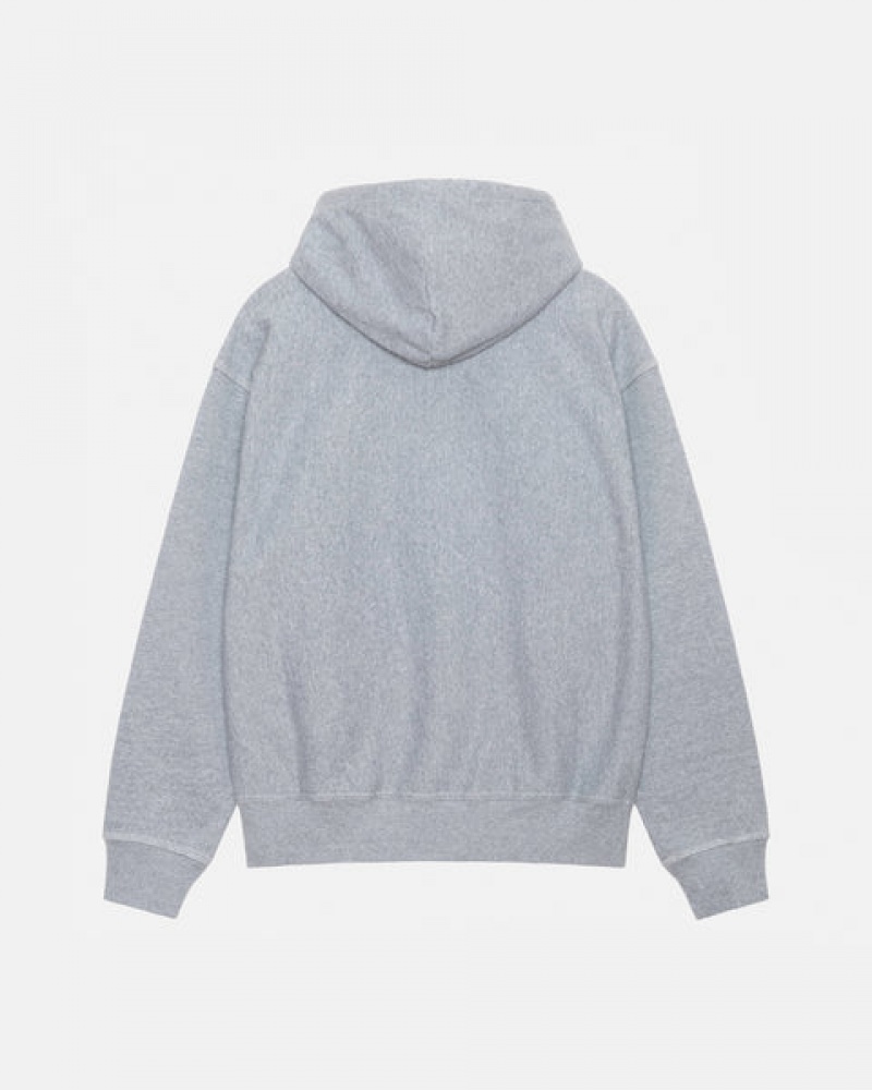 Grey Stussy Contrast Stitch Label Hoodie Men's Hoodie Jakarta | Indonesia XXZ-7186