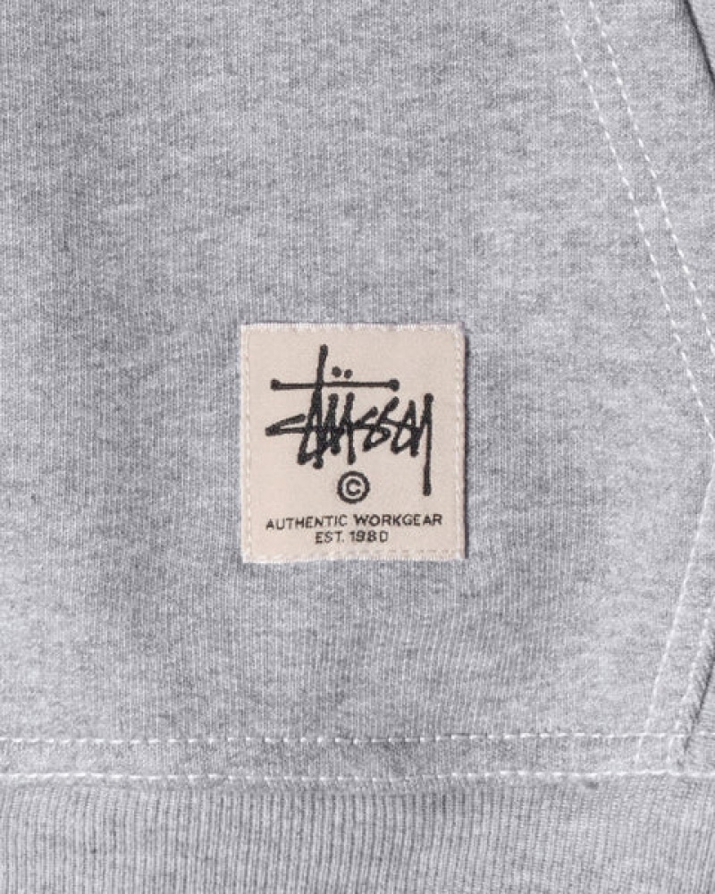 Grey Stussy Contrast Stitch Label Hoodie Men's Hoodie Jakarta | Indonesia XXZ-7186