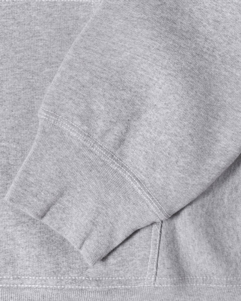 Grey Stussy Contrast Stitch Label Hoodie Men's Hoodie Jakarta | Indonesia XXZ-7186