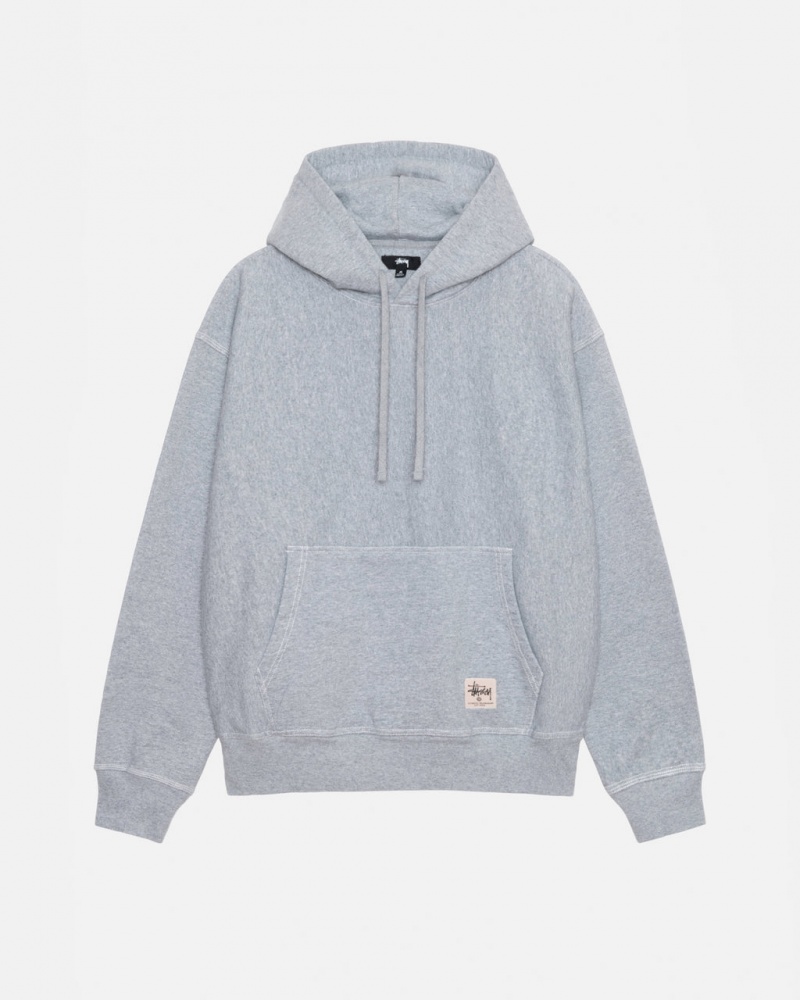 Grey Stussy Contrast Stitch Label Hoodie Men\'s Hoodie Jakarta | Indonesia XXZ-7186