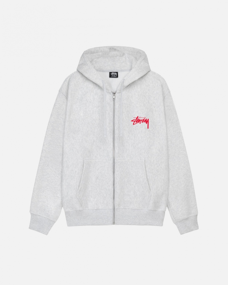 Grey Stussy Skate Tough Zip Hoodie Men\'s Hoodie Jakarta | Indonesia CFS-1559