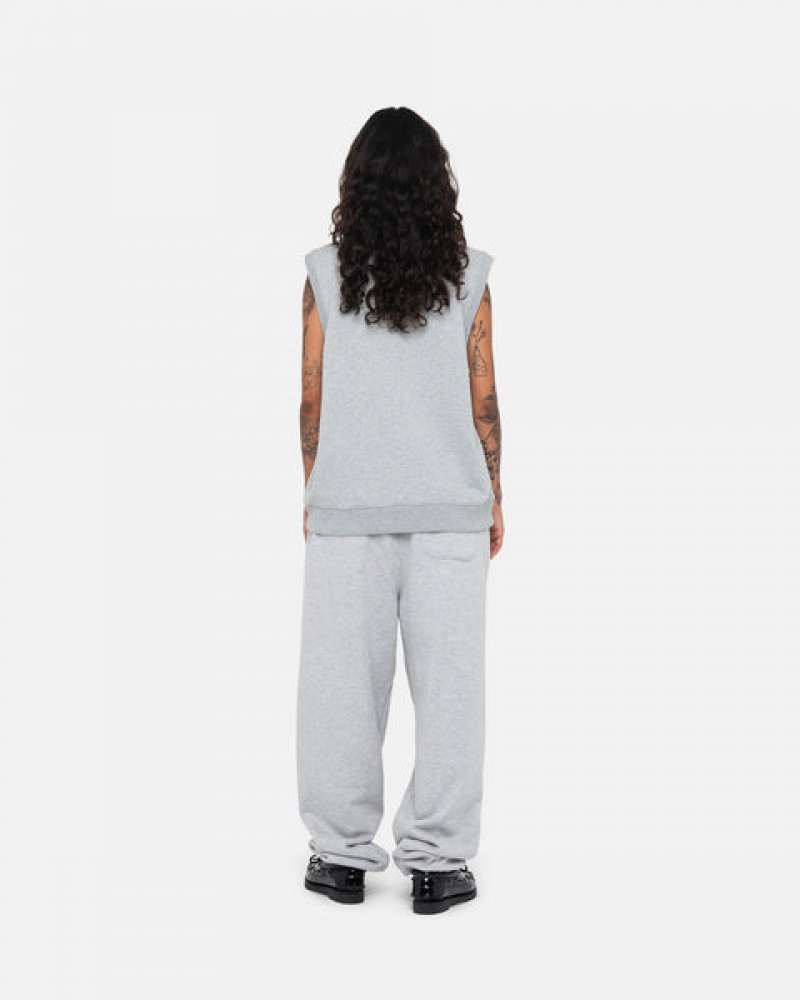 Grey Stussy Stock Fleece Vest Women's Sweatshirts Jakarta | Indonesia YUO-0167