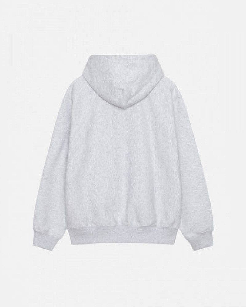 Grey Stussy Stock Logo Applique Hoodie Women's Hoodie Jakarta | Indonesia JYG-2698