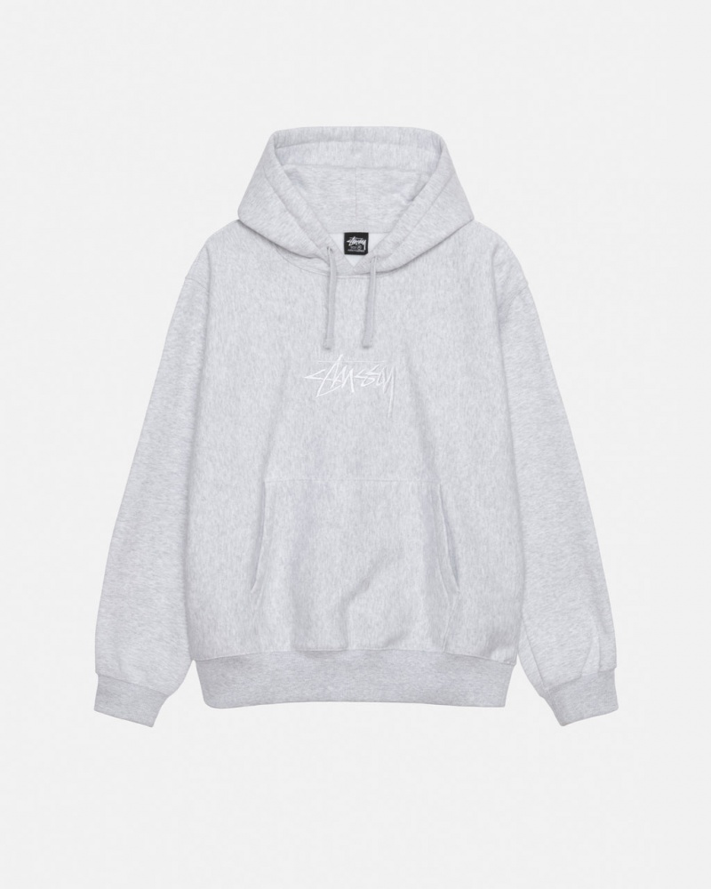 Grey Stussy Stock Logo Applique Hoodie Women\'s Hoodie Jakarta | Indonesia JYG-2698