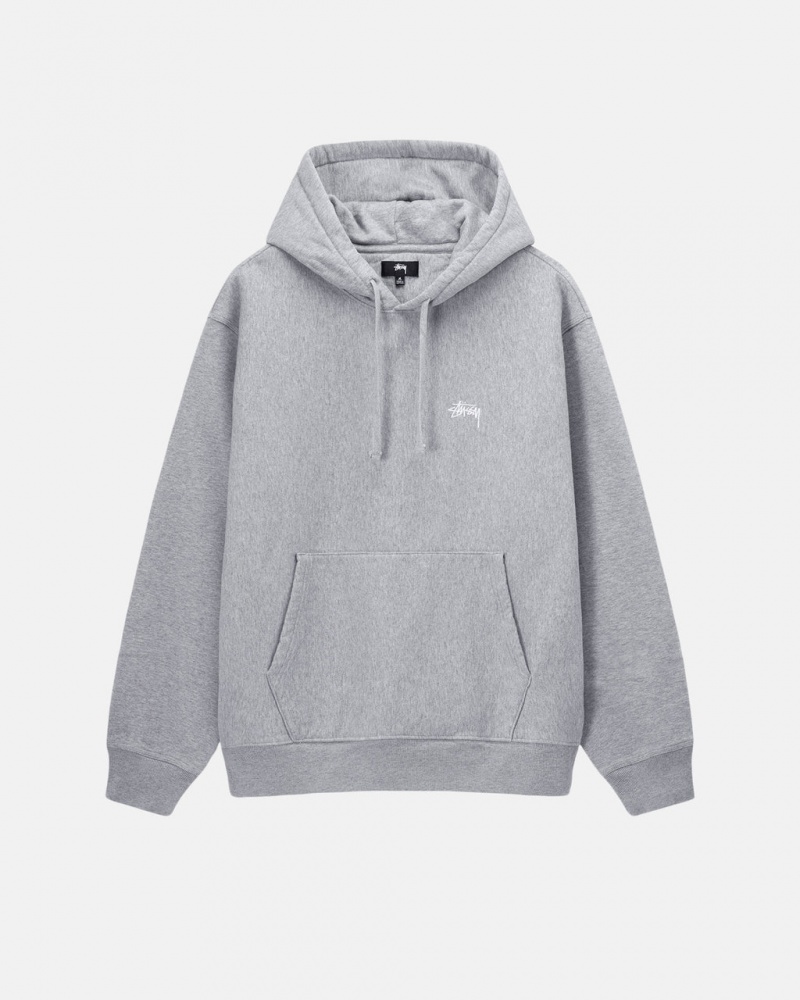 Grey Stussy Stock Logo Hoodie Men\'s Hoodie Jakarta | Indonesia LSC-7964