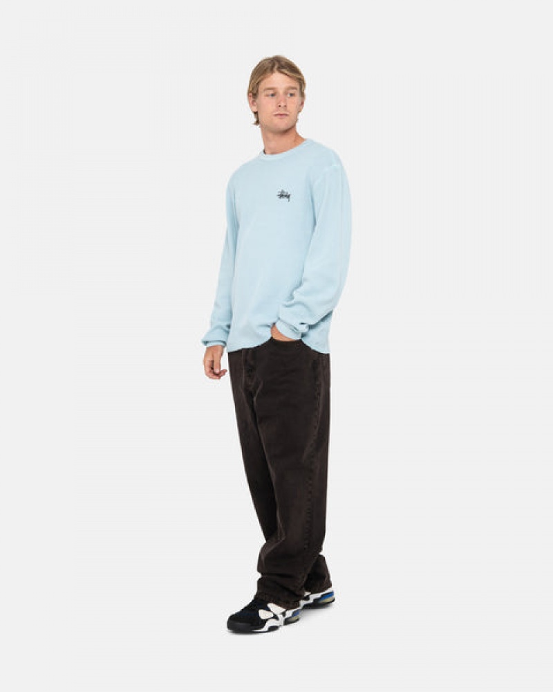 Light Blue Stussy Basic Stock Ls Thermal Men's Tops Jakarta | Indonesia WYJ-6350