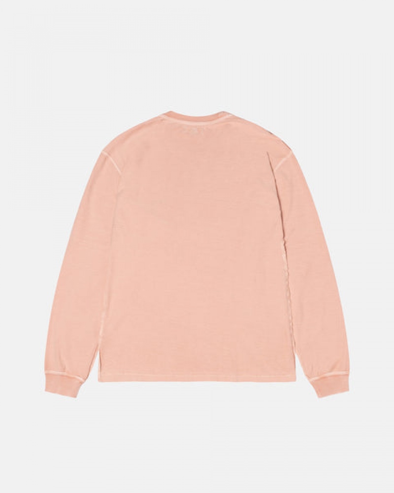 Light Pink Stussy Lazy Ls Tee Men's Tees Jakarta | Indonesia LQS-1904