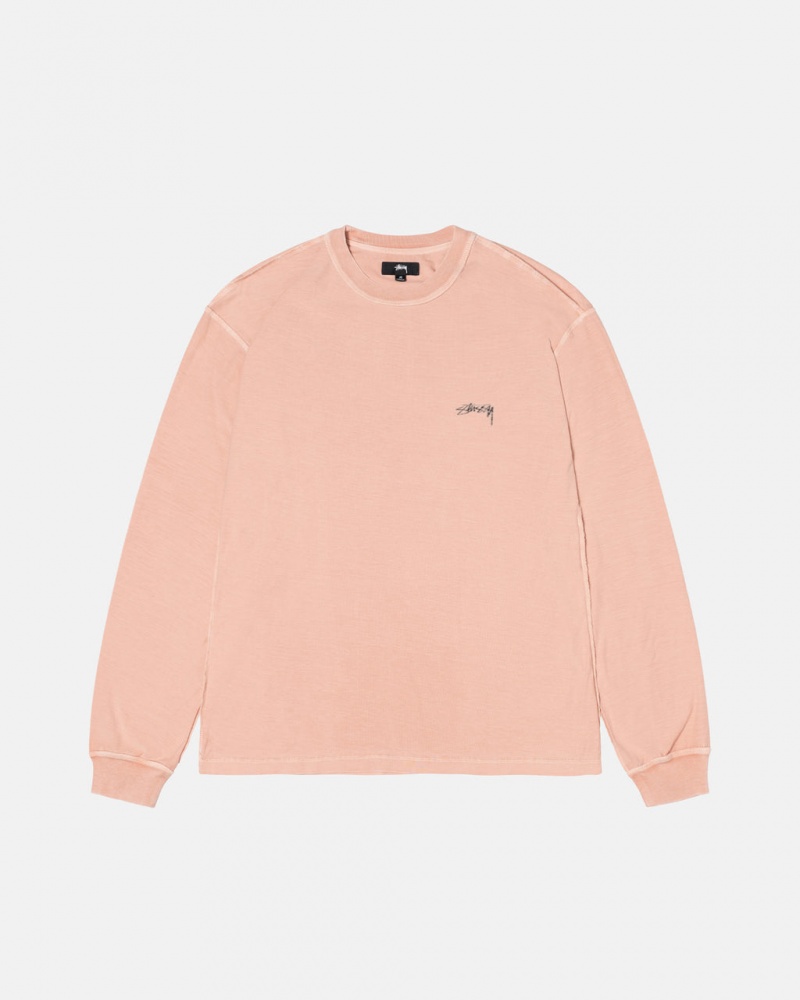 Light Pink Stussy Lazy Ls Tee Men\'s Tees Jakarta | Indonesia LQS-1904