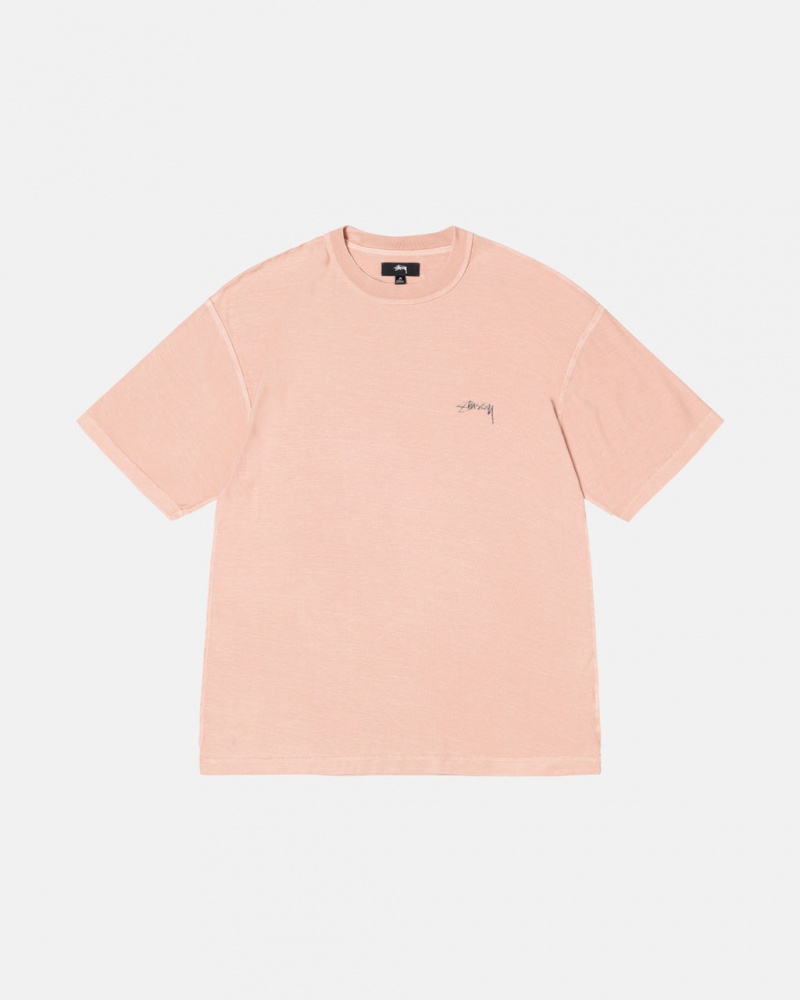 Light Pink Stussy Pig. Dyed Inside Out Crew Men\'s Tees Jakarta | Indonesia SJM-4533