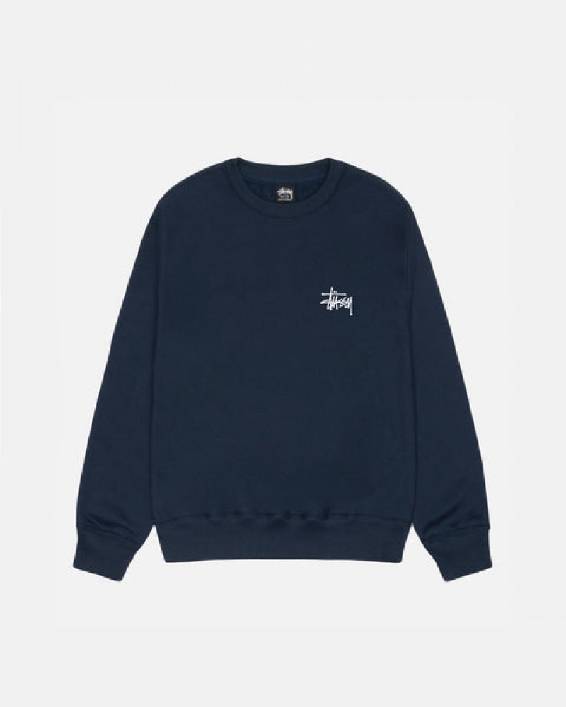 Navy Stussy Basic Stussy Crew Women's Sweatshirts Jakarta | Indonesia YUR-3514