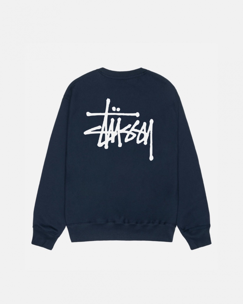 Navy Stussy Basic Stussy Crew Women\'s Sweatshirts Jakarta | Indonesia YUR-3514