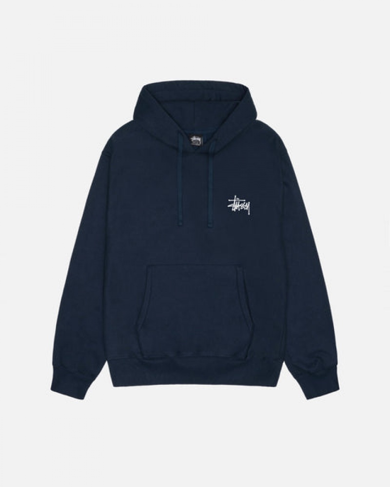 Navy Stussy Basic Stussy Hoodie Men's Hoodie Jakarta | Indonesia BVT-1477