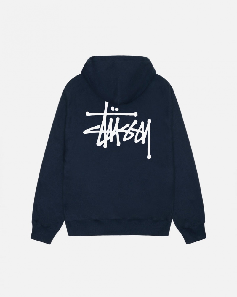 Navy Stussy Basic Stussy Hoodie Men\'s Hoodie Jakarta | Indonesia BVT-1477