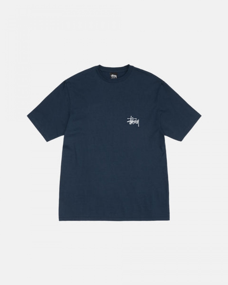 Navy Stussy Basic Stussy Tee Men's Tees Jakarta | Indonesia IST-7402