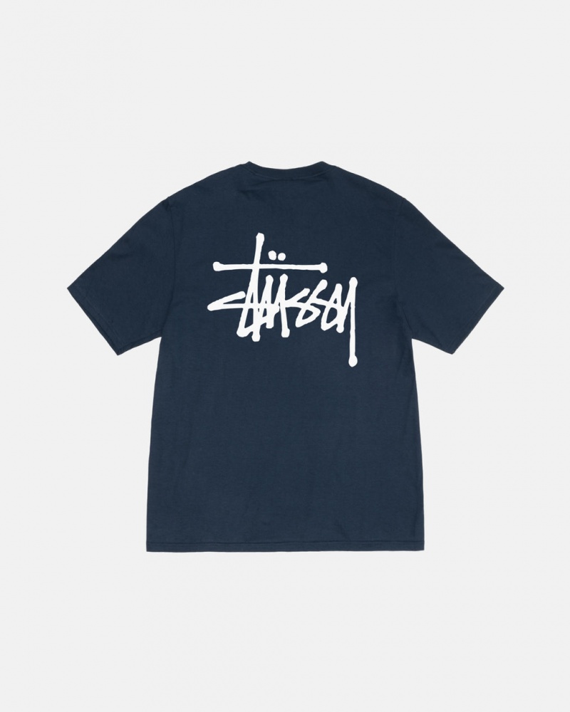 Navy Stussy Basic Stussy Tee Men\'s Tees Jakarta | Indonesia IST-7402