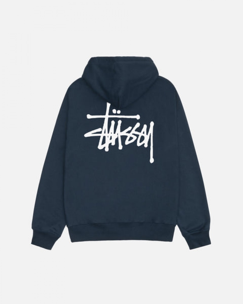 Navy Stussy Basic Stussy Zip Hoodie Men's Hoodie Jakarta | Indonesia LMY-6166