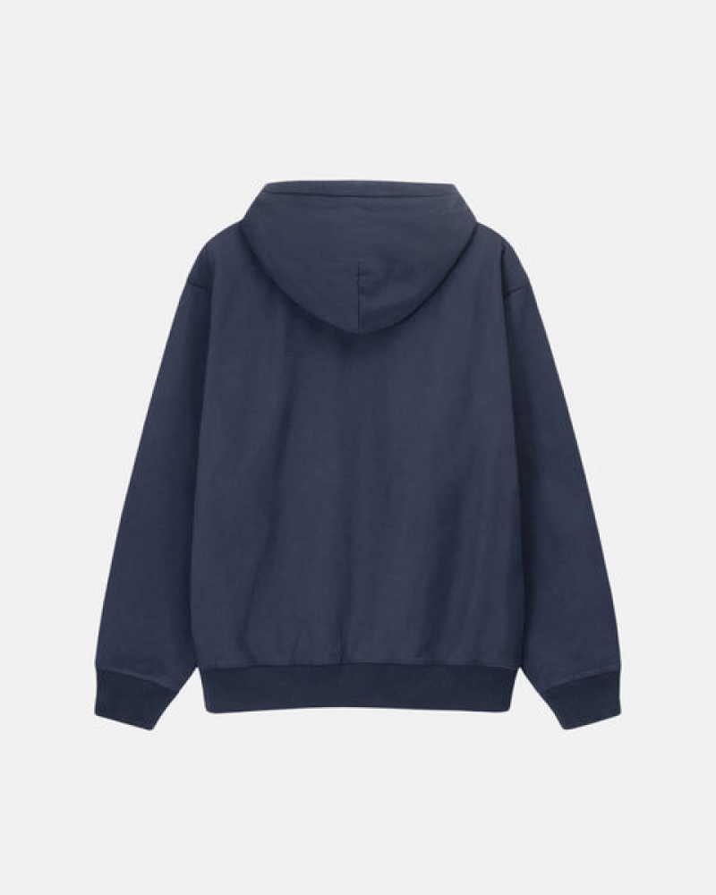 Navy Stussy Overdyed Stock Logo Hoodie Men's Hoodie Jakarta | Indonesia CVW-5070